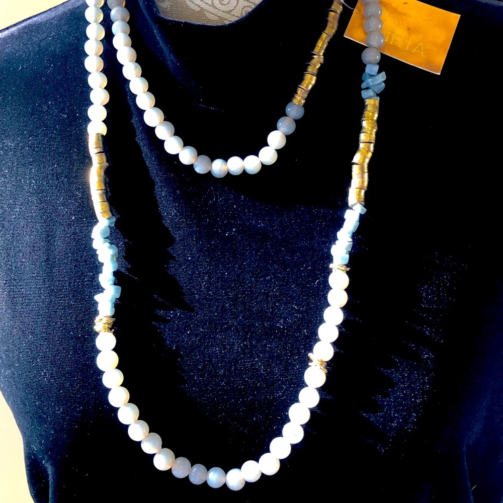 Long glass beaded necklace
